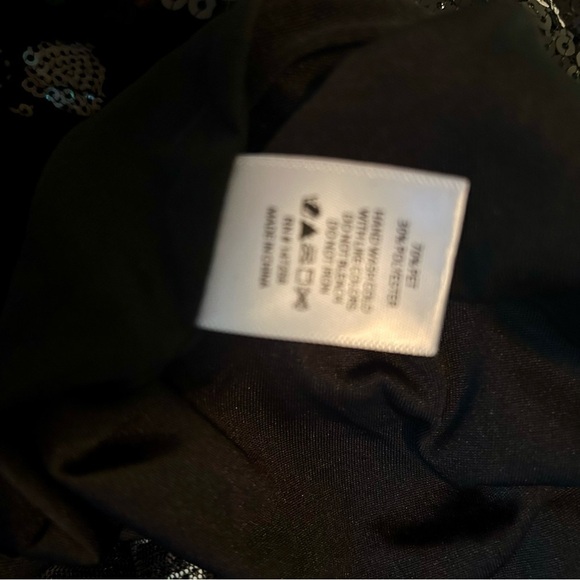 Simply Southern Sequin Puff Sleeve Bow Dress Black White Size Large - Picture 10 of 12